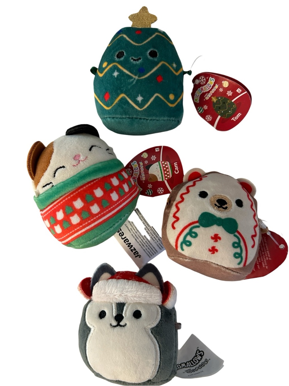 Squishmallows Micromallows Plush Holiday collection x4 Tolef, Cam, Tom, Ryan